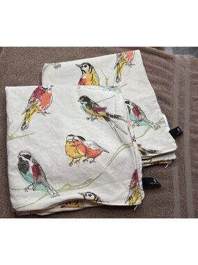 Colorful Bird Print Pillow Covers Set Of 2 100% Cotton 24”x24” Nature multicolor